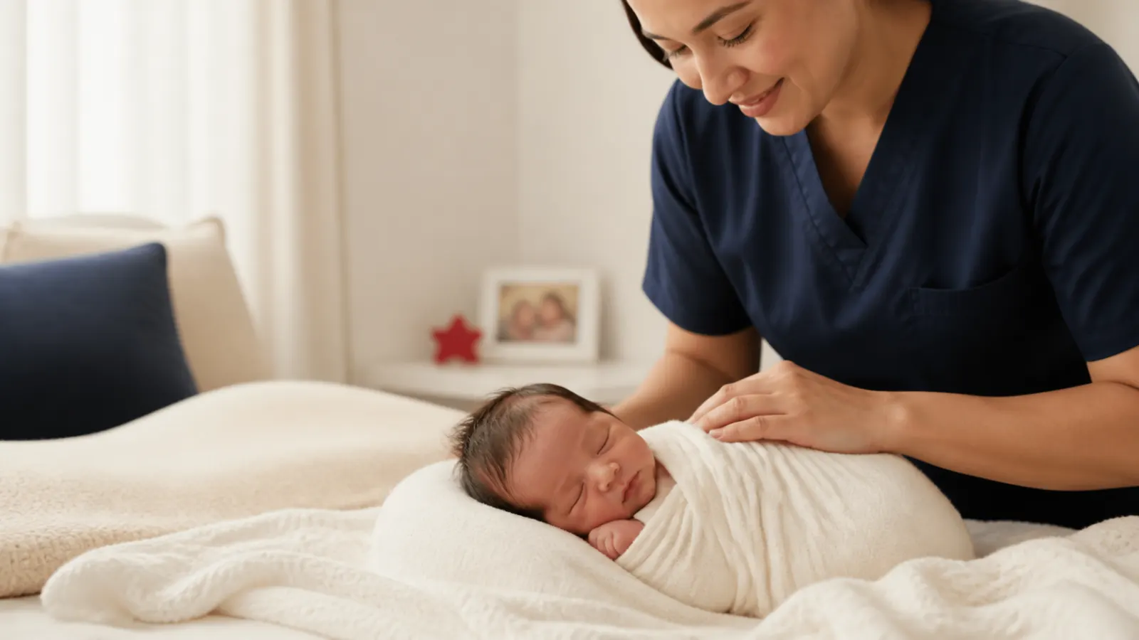 Gentle newborn care in a quiet home setting