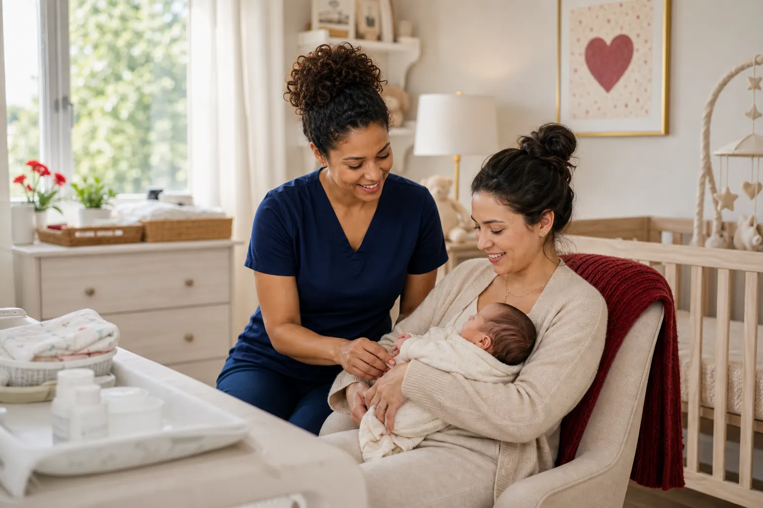 Professional nanny playing educational games with children in a Virginia family home